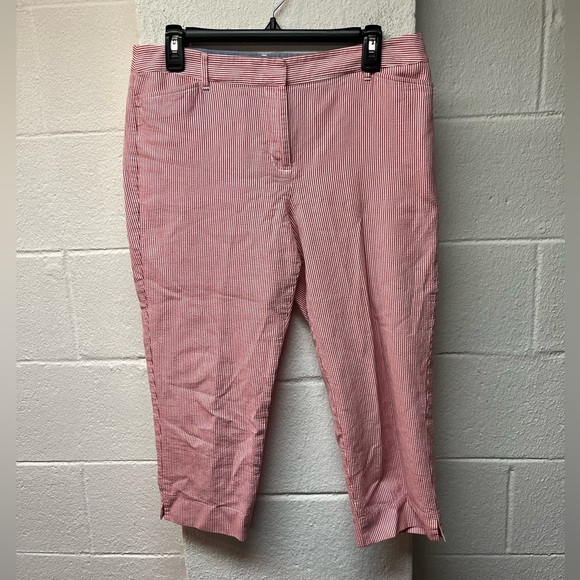 Talbots Red and White Striped Crop Pants - Picture 1 of 5
